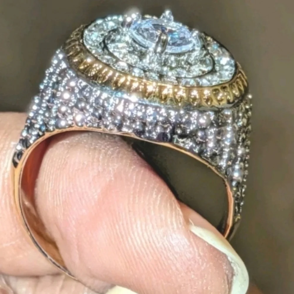 Mens 4ct Oval Cut Moissanite Prong Engagement Dome Ring 14k Yellow Gold Sz 10